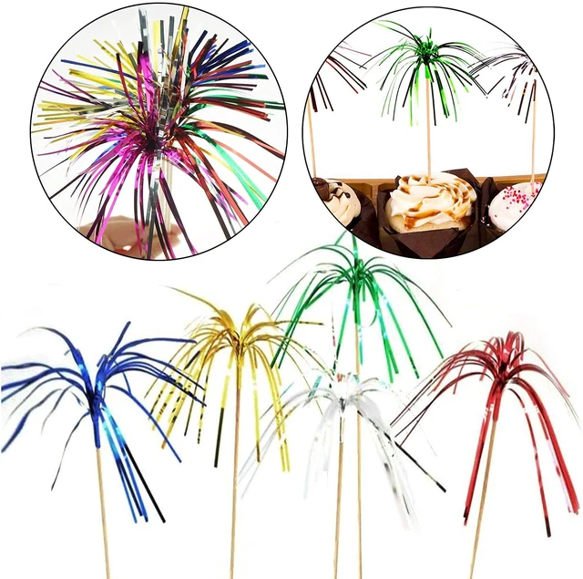 Alt view image 2 of 5 - Cocktail Picks Firework Party Picks 100 Pcs Firework Cake Toppers, Sandwich & Cocktail Picks, Toothpicks for Cake Decoration, Party Supplies