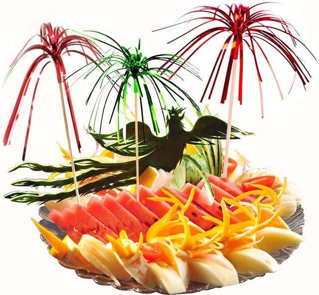 Alt view image 3 of 5 - Cocktail Picks Firework Party Picks 100 Pcs Firework Cake Toppers, Sandwich & Cocktail Picks, Toothpicks for Cake Decoration, Party Supplies