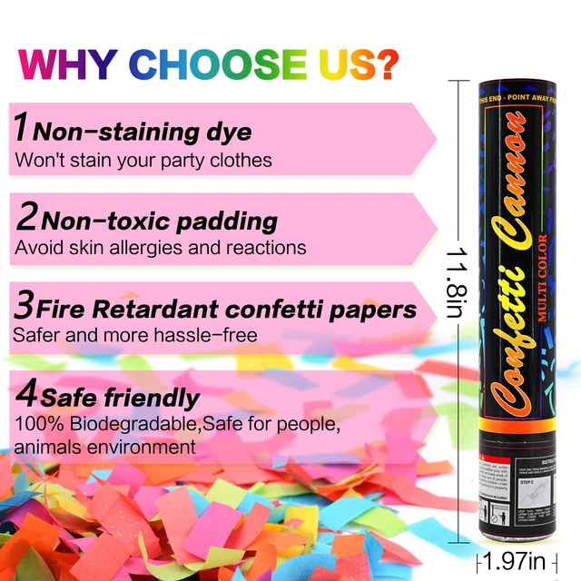 Alt view image 3 of 7 - Confetti Cannon Multicolor 12 Pack Biodegradable Confetti Popper Party Confetti Shooters12 Inch Confetti Popper Cannons Confetti Poppers for Wedding,Birthday,Graduation, New Years Celebration