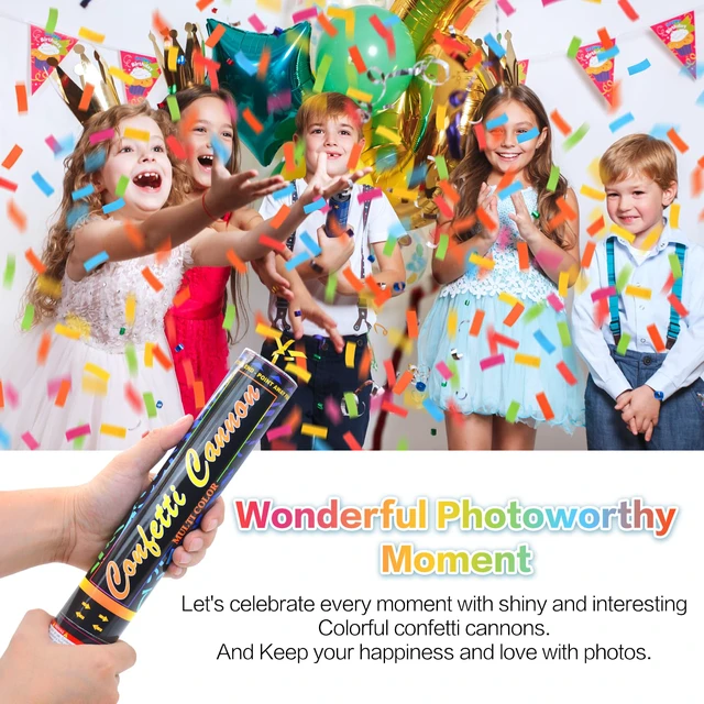 Alt view image 6 of 7 - Confetti Cannon Multicolor 12 Pack Biodegradable Confetti Popper Party Confetti Shooters12 Inch Confetti Popper Cannons Confetti Poppers for Wedding,Birthday,Graduation, New Years Celebration