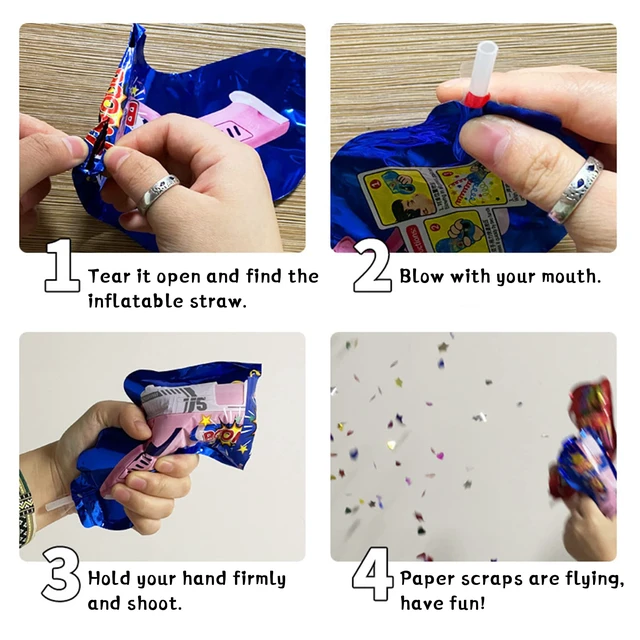 Alt view image 4 of 4 - 24PCS Inflatable Fireworks Gun Confetti Fireworks Handheld Confetti Poppers with Novelty Design Party Supplies for Birthday Christmas Wedding Graduation