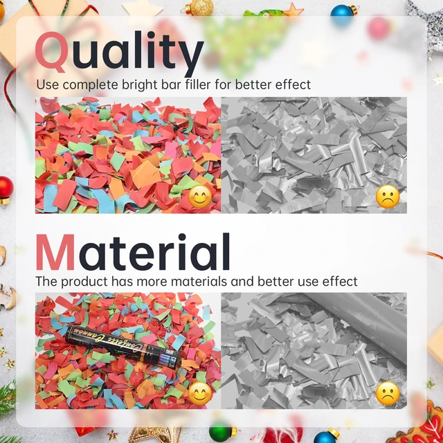 Alt view image 3 of 7 - Confetti Poppers Multicolor Confetti Cannon 2 Pack Multicolor Party Poppers Confetti 12 Inch Party Cannon Poppers for Wedding Birthday Graduation New Years Eve Party Decorations & Photo Props