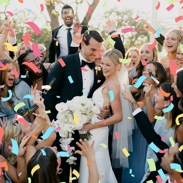 Alt view image 5 of 7 - Confetti Poppers Multicolor Confetti Cannon 2 Pack Multicolor Party Poppers Confetti 12 Inch Party Cannon Poppers for Wedding Birthday Graduation New Years Eve Party Decorations & Photo Props