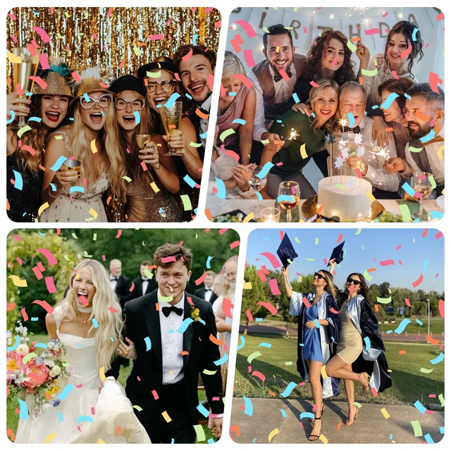 Alt view image 7 of 7 - Confetti Poppers Multicolor Confetti Cannon 2 Pack Multicolor Party Poppers Confetti 12 Inch Party Cannon Poppers for Wedding Birthday Graduation New Years Eve Party Decorations & Photo Props
