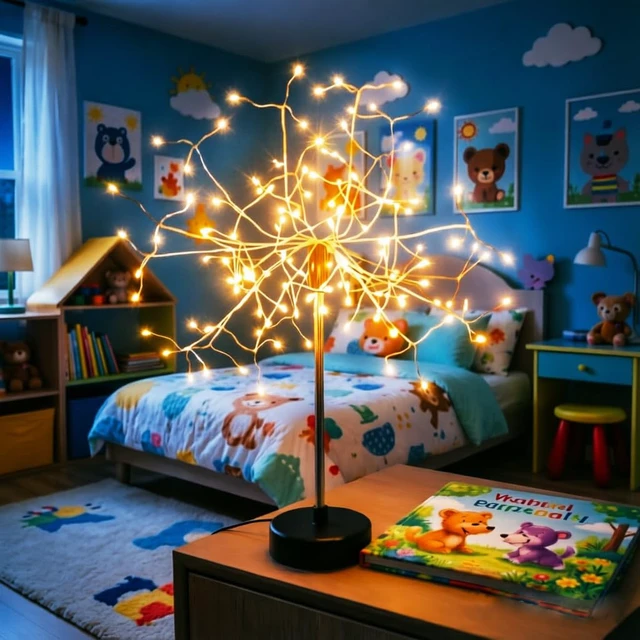 Alt view image 2 of 7 - Table Firework Light Mini Table Centerpiece Lights,120 LED Fairy Light Starburst Lighting Banquet Table Center Piece Decoration Light Up Star, Battery Operated, for Dinner Indoor Christmas Party Decor