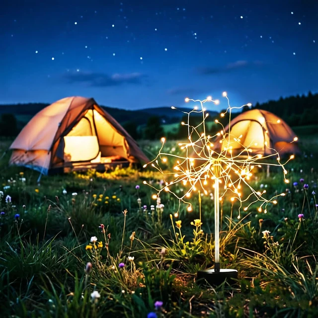 Alt view image 3 of 7 - Table Firework Light Mini Table Centerpiece Lights,120 LED Fairy Light Starburst Lighting Banquet Table Center Piece Decoration Light Up Star, Battery Operated, for Dinner Indoor Christmas Party Decor