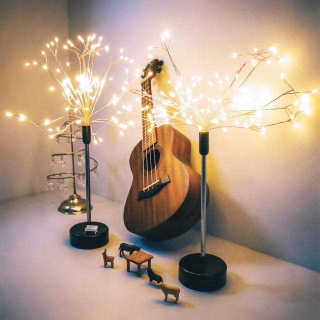 Alt view image 5 of 7 - Table Firework Light Mini Table Centerpiece Lights,120 LED Fairy Light Starburst Lighting Banquet Table Center Piece Decoration Light Up Star, Battery Operated, for Dinner Indoor Christmas Party Decor