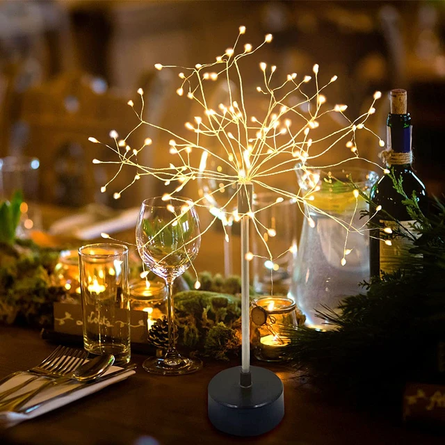 Main image of Table Firework Light Mini Table Centerpiece Lights,120 LED Fairy Light Starburst Lighting Banquet Table Center Piece Decoration Light Up Star, Battery Operated, for Dinner Indoor Christmas Party Decor