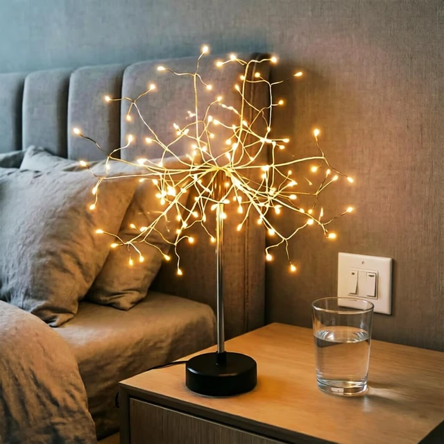 Alt view image 6 of 7 - Table Firework Light Mini Table Centerpiece Lights,120 LED Fairy Light Starburst Lighting Banquet Table Center Piece Decoration Light Up Star, Battery Operated, for Dinner Indoor Christmas Party Decor