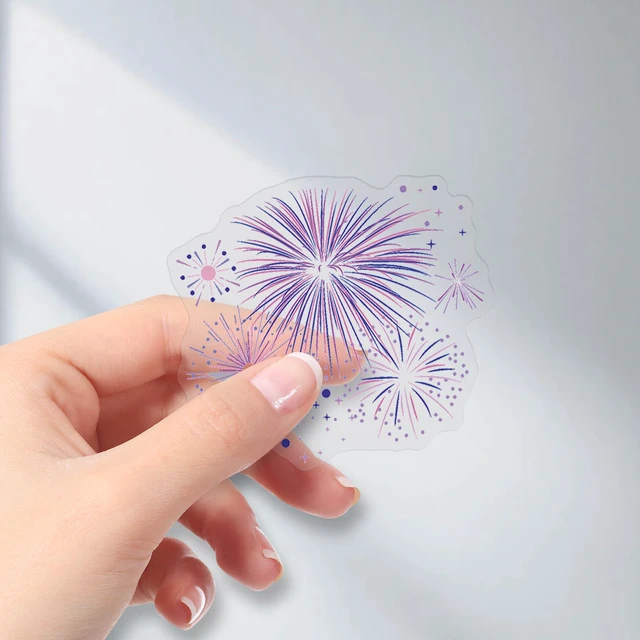 Alt view image 6 of 7 - 50PCS Firework Stickers, Waterproof Clear PET Transparent Colorful Firework Decals for Laptop, Skateboard, Phone Case, Luggage - Festival Celebration Decor for Teens, Adults, Boys, Girls