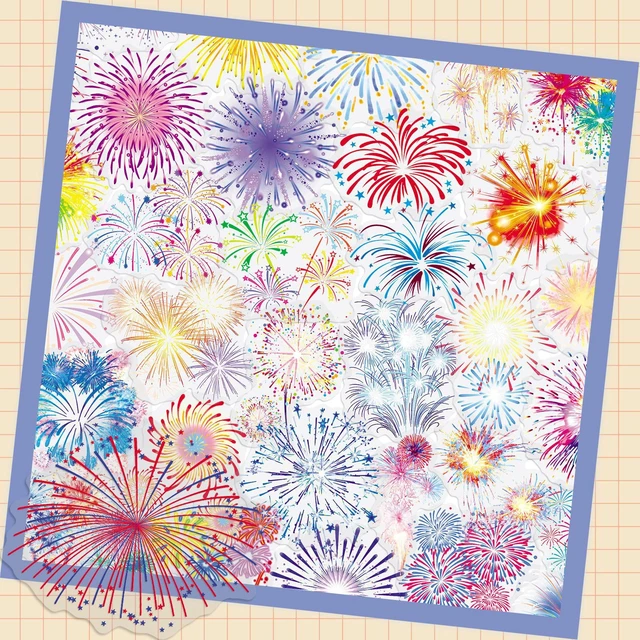 Alt view image 7 of 7 - 50PCS Firework Stickers, Waterproof Clear PET Transparent Colorful Firework Decals for Laptop, Skateboard, Phone Case, Luggage - Festival Celebration Decor for Teens, Adults, Boys, Girls