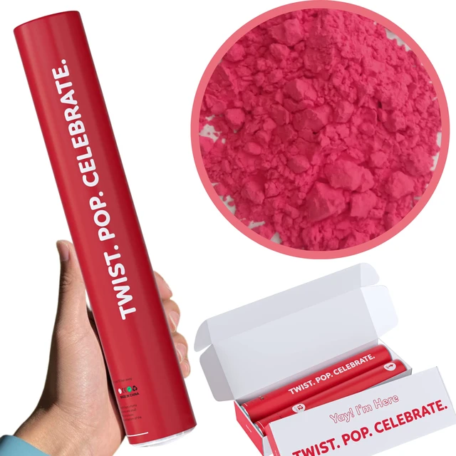 Alt view image 5 of 5 - Red Color Powder Cannons and Smoke Bomb Poppers, Biodegradable, 2-Pack | Vivid Colors, 25 ft Launch, Outdoor Use, Non-Pyrotechnic, Holi Powder, Color Runs, Graduation, Photography, Easy Twist