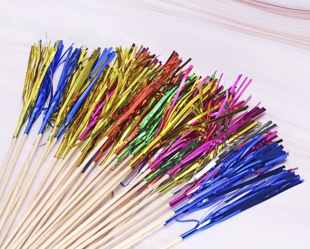 Alt view image 3 of 7 - Foil Firework Cupcake Toppers 50Pcs 9 Inch Multicolor Cake Cocktail Food Fruit Drinks Picks Toothpick Sticks for Christmas Birthday Wedding Bridal Shower Graduation Party Decoration