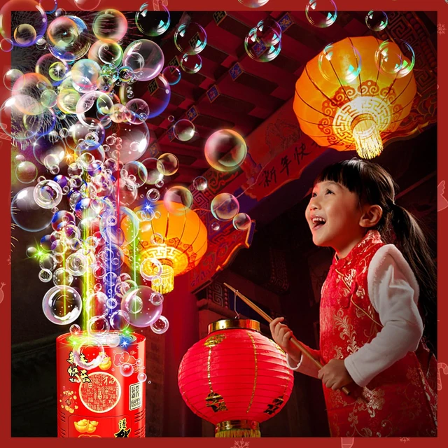 Alt view image 4 of 4 - Fireworks Bubble Machine (20 Holes) with Dazzling RGB LED Lights | Automatic Sparklers Blower Toys, Bubble Maker for Kids Party Wedding Christmas Chinese New Year, Birthday Balloons Decoration