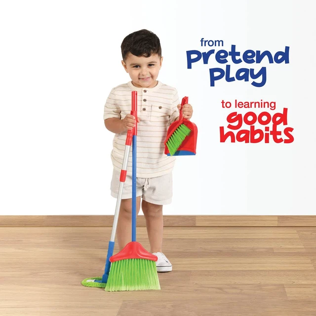 Alt view image 2 of 7 - Kids Cleaning Set 4 Piece Toy Cleaning Set for Toddler Girl & Boy | Toddler Girl Toys, Includes Broom Mop Brush & DustPan - Pretend Play Preschool Learning Activities, Toddler Christmas Gift