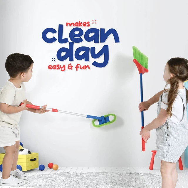 Alt view image 3 of 7 - Kids Cleaning Set 4 Piece Toy Cleaning Set for Toddler Girl & Boy | Toddler Girl Toys, Includes Broom Mop Brush & DustPan - Pretend Play Preschool Learning Activities, Toddler Christmas Gift