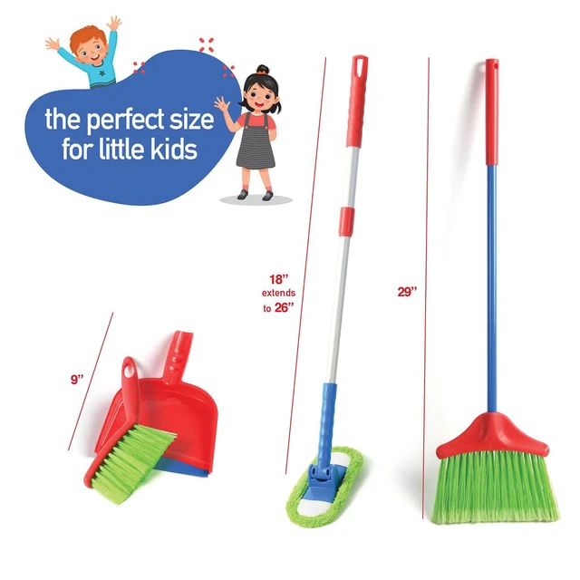 Alt view image 6 of 7 - Kids Cleaning Set 4 Piece Toy Cleaning Set for Toddler Girl & Boy | Toddler Girl Toys, Includes Broom Mop Brush & DustPan - Pretend Play Preschool Learning Activities, Toddler Christmas Gift