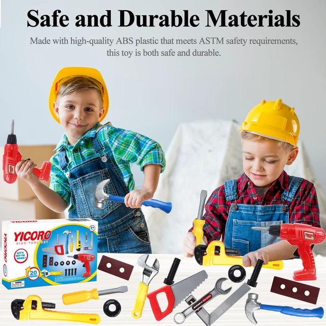 Alt view image 5 of 7 - Kids Tool Set 20 PCS Toddler Tool Set with Toy Drill, Pretend Play Kids Toys for Ages 3,4,5,6,7,8 Years Old, Boy Toys, Girl Toys