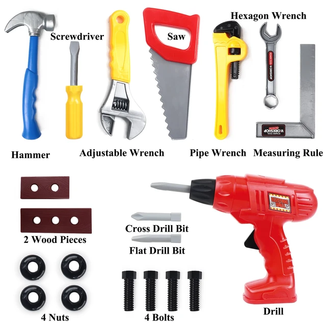 Alt view image 7 of 7 - Kids Tool Set 20 PCS Toddler Tool Set with Toy Drill, Pretend Play Kids Toys for Ages 3,4,5,6,7,8 Years Old, Boy Toys, Girl Toys