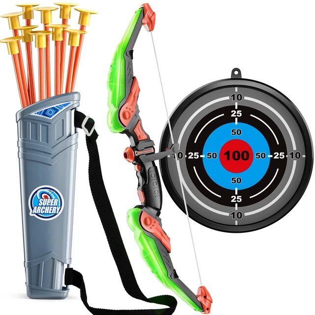 Main image of Kids Bow and Arrow Set - LED Light Up Archery Toy Set with 10 Suction Cup Arrows, Target & Quiver, Indoor and Outdoor Toys for Children Boys Girls