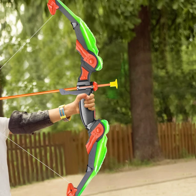 Alt view image 5 of 6 - Kids Bow and Arrow Set - LED Light Up Archery Toy Set with 10 Suction Cup Arrows, Target & Quiver, Indoor and Outdoor Toys for Children Boys Girls