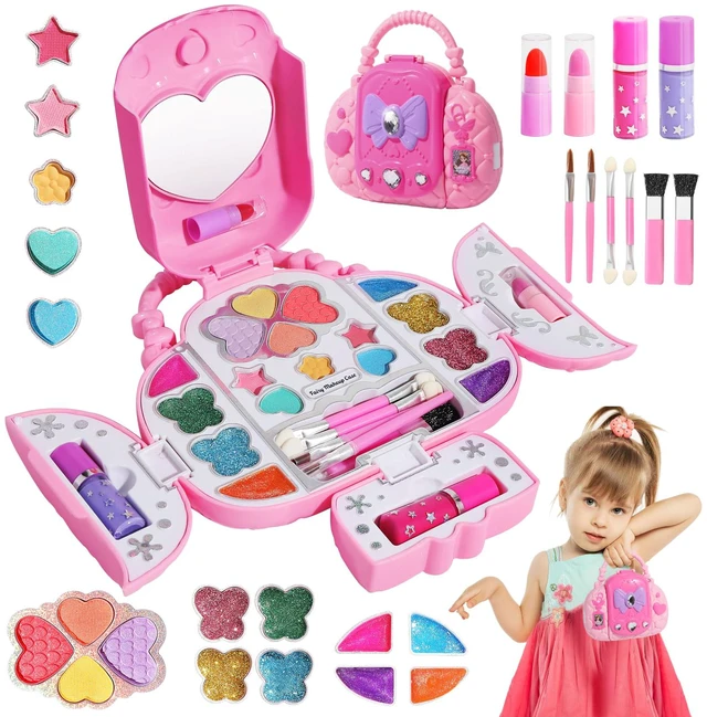 Main image of Kids Makeup Kit With Mirror - Real Washable Makeup Set for Girls 5-8, Princess Toys Cosmetic Set, Christmas & Birthday Gifts for 3-8 Year Old Girls