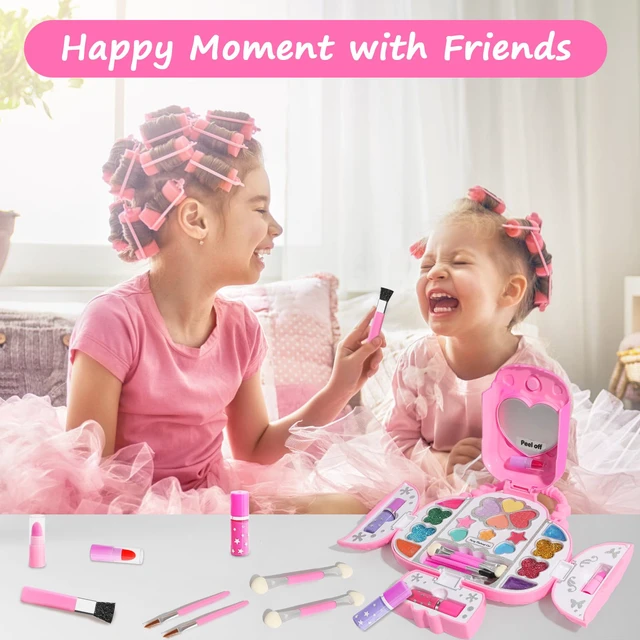 Alt view image 3 of 7 - Kids Makeup Kit With Mirror - Real Washable Makeup Set for Girls 5-8, Princess Toys Cosmetic Set, Christmas & Birthday Gifts for 3-8 Year Old Girls