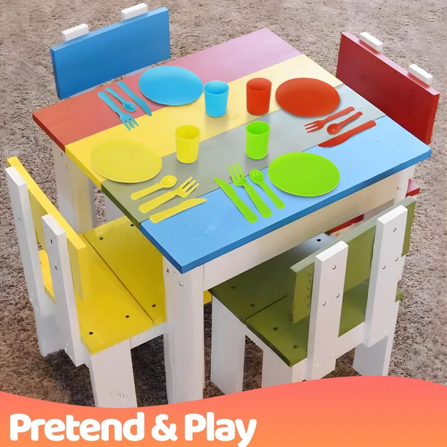 Alt view image 4 of 6 - Kids Play Dishes with Drainer - 27PC Tableware & Pretend Kitchen Accessories, Plastic Play Set - Durable and Colourful for Children Ages 3+