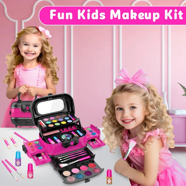 Alt view image 6 of 6 - 58 Pcs Kids Makeup Toys Kit for Girls, Real Washable Make Up Set | Safety Material Certificates, Non-Toxic, Storage Case with Mirror, Birthday Gifts for 3 4 5 6 7 8 9 10 11 12 Years Old (Rose)