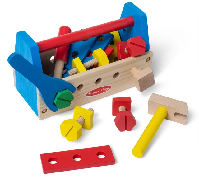 Main image of Take-Along Tool Kit Wooden Construction Toy (24 pcs) | 24 Wooden Pieces, Kid Friendly Tools, Montessori Inspired, Pretend Play Construction Toys, Preschool Toys for Kids, Ages 3+