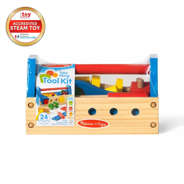 Alt view image 3 of 7 - Take-Along Tool Kit Wooden Construction Toy (24 pcs) | 24 Wooden Pieces, Kid Friendly Tools, Montessori Inspired, Pretend Play Construction Toys, Preschool Toys for Kids, Ages 3+