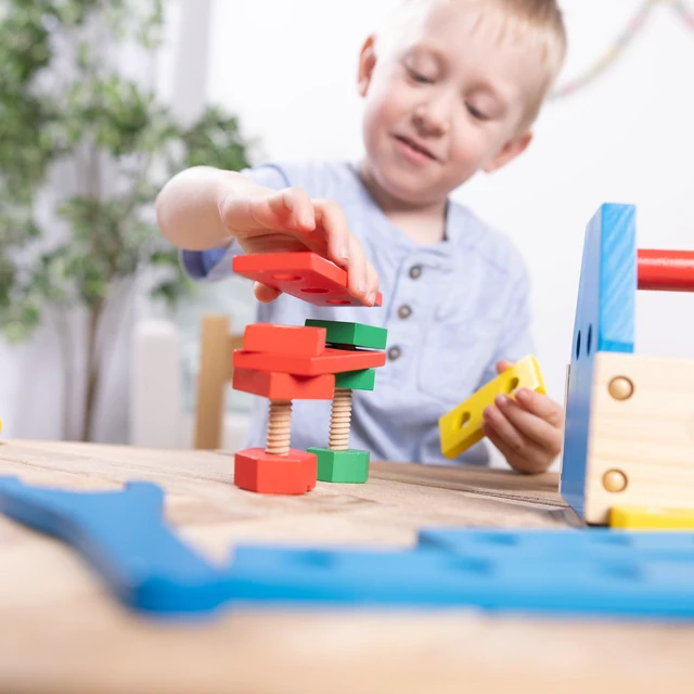 Alt view image 6 of 7 - Take-Along Tool Kit Wooden Construction Toy (24 pcs) | 24 Wooden Pieces, Kid Friendly Tools, Montessori Inspired, Pretend Play Construction Toys, Preschool Toys for Kids, Ages 3+