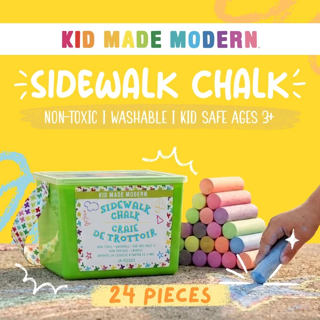 Alt view image 2 of 7 - Non Toxic Sidewalk Chalk Bucket (24 Count) - Washable Colored Chalk Bulk Set for Kids and Toddlers Outdoor Games