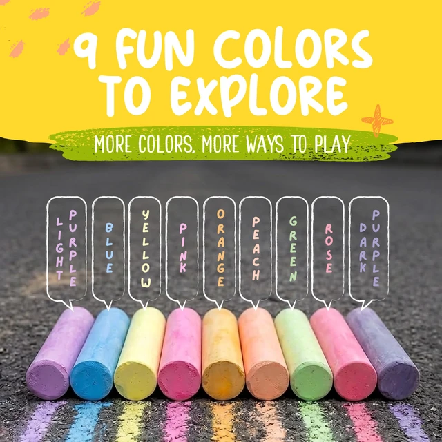 Alt view image 4 of 7 - Non Toxic Sidewalk Chalk Bucket (24 Count) - Washable Colored Chalk Bulk Set for Kids and Toddlers Outdoor Games