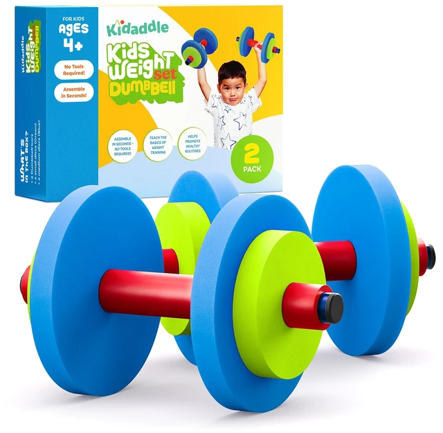 Main image of Kids Weight Set (2 Pack) Toy Dumbbells, Baby Dumbbell Workout Weights, Fun Fitness and Exercise Equipment for Toddlers - Blue, Green, Red