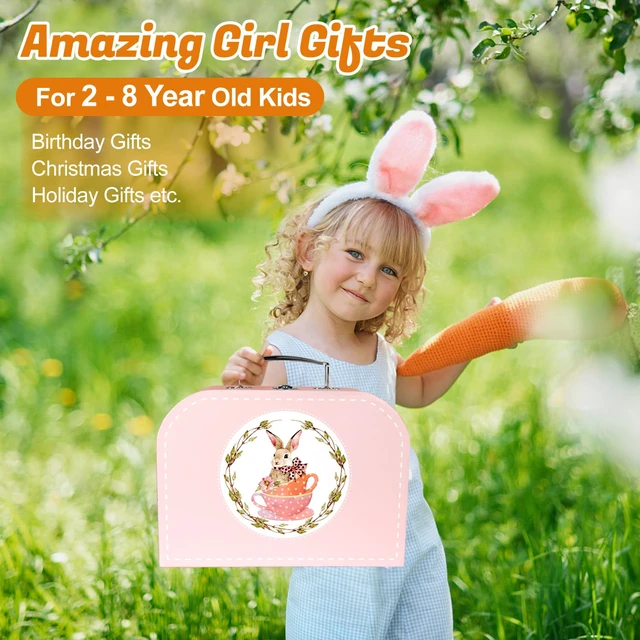 Alt view image 7 of 7 - Tea Party Set for Little Girls, 49PCS Princess Tea Time Toys Including Tea Set Dessert Carrying Case, Kids Kitchen Pretend Playset, Tea Set for Girls Birthday Toddler Age 3-8, Pink