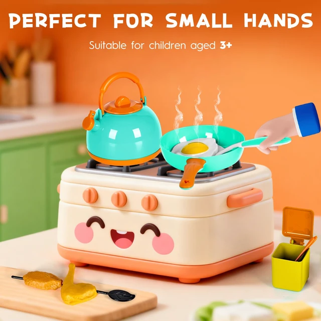 Alt view image 7 of 7 - 60Pcs Kids Mini Play Kitchen Accessories, Pretend Cooking Play Set with Cookware, Tableware & Fruit & BBQ Sets, Learning Gift for Boys, Girls, Toddlers,Green
