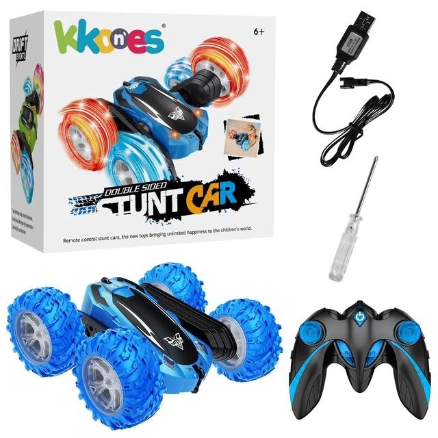Alt view image 4 of 7 - Remote Control Car, 2.4GHz Double Sided 360° Flips RC Stunt Car | LED Wheels & Headlight 4WD Race Stunt Car, High Speed Off Road Cars Toy Gift for 3 4 5 6 7 8-12 Year Old Boy Toys (Blue)