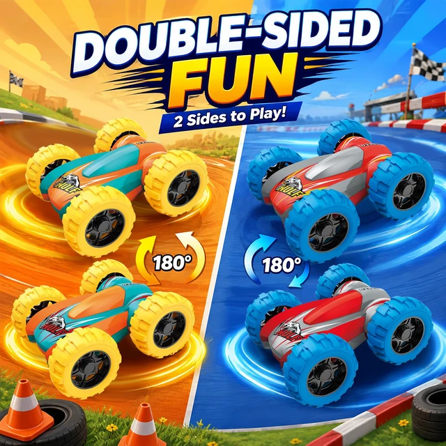 Alt view image 7 of 7 - Car Toys for Toddler Boys, Push and Go Monster Truck Toys for Kids 3-5 | Double-Sided Toy Cars, 360° Flip Stunt Trucks, Friction Powered Car Toy for 3 4 5 6 7 Year Old Boy, Christmas Birthday Gifts