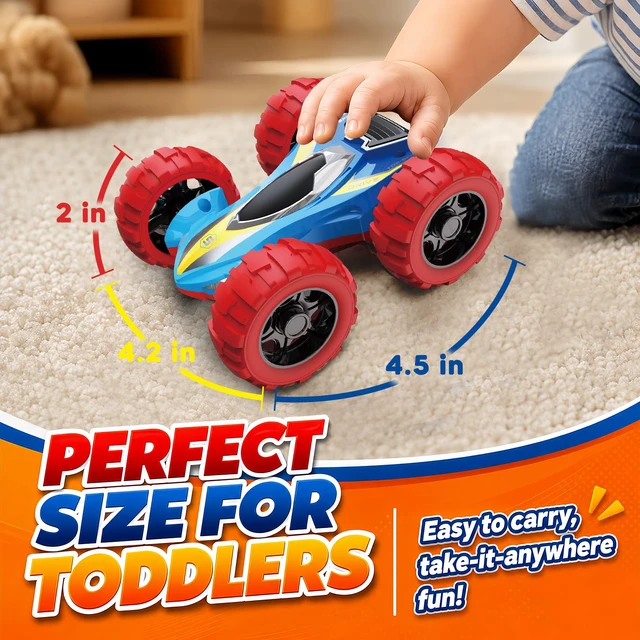 Alt view image 5 of 7 - Car Toys for 3 4 5 6 Year Old Boys, Double Sided Flip Monster Truck Toy | 2 Pack Push and Go Toddler Boy Toy Cars for Age 3-5 Kid, Friction Powered Sturdy 4WD Trucks for Kids, Christmas Birthday Gift