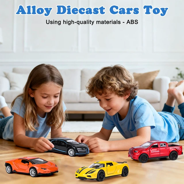 Alt view image 3 of 7 - Metal Diecast Cars Toy,1:36 Pull Back Toy Cars with Opening Doors,4 Pack | Kid Race Cars Toys Set,Boy Model Toy Car for Age 3 4 5 6 7 8 9 10 11 12 Year Old Gift