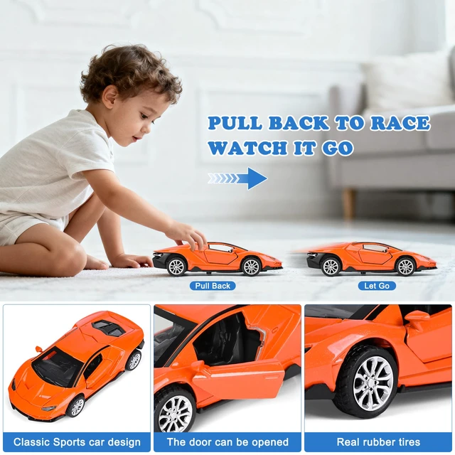 Alt view image 6 of 7 - Metal Diecast Cars Toy,1:36 Pull Back Toy Cars with Opening Doors,4 Pack | Kid Race Cars Toys Set,Boy Model Toy Car for Age 3 4 5 6 7 8 9 10 11 12 Year Old Gift