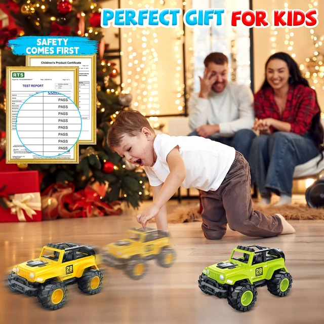 Alt view image 2 of 6 - 2 IN 1 Friction Powered Truck Toys for Toddlers, Push and Go Cars Toys | Toys for 3 4 5 Year Old Boys Girls, No Battery Off-Road Vehicles, Indoor Outdoor Play, Gifts for Birthday, Christmas, Easter