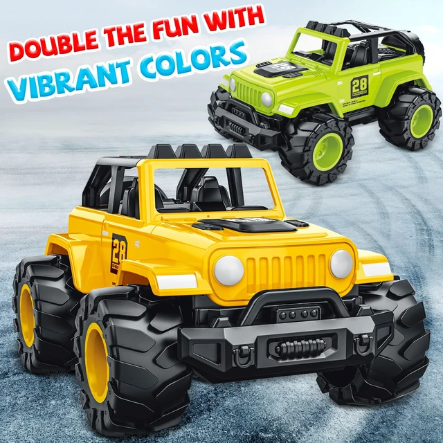 Alt view image 4 of 6 - 2 IN 1 Friction Powered Truck Toys for Toddlers, Push and Go Cars Toys | Toys for 3 4 5 Year Old Boys Girls, No Battery Off-Road Vehicles, Indoor Outdoor Play, Gifts for Birthday, Christmas, Easter