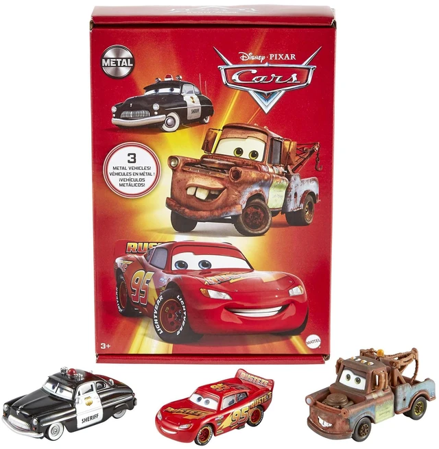 Main image of Disney and Pixar Cars Toys, Radiator Springs 3-Pack of Die-cast Toy Cars & Trucks with Lightning McQueen, Mater & Sheriff