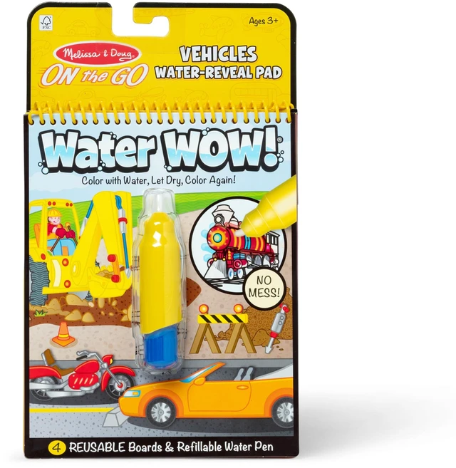 Main image of Pen Water Wow Vehicles | 4 Reusable Coloring Boards, Refillable Water Pen, Mess-Free Travel Toys, Arts & Crafts, Sensory Play, Preschool Toys, Ages 3+