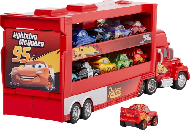 Alt view image 5 of 6 - Disney and Pixar Cars Mack Mini Racers Hauler | Large-Scale Toy Holds 18 Miniature Cars & Includes 1 Die-Cast Lightning McQueen, Play, Storage & Display