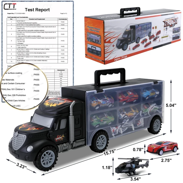 Alt view image 2 of 7 - Toddler Toys for 3-4 Year Old Boys,Large Transport Cars Carrier Set Truck Toys with 12 Die cast Vehicles Truck Toys Cars,Ideal Christmas Easter Gifts Toys for Kids Age 3-7
