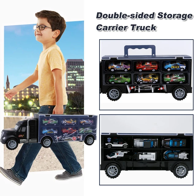 Alt view image 5 of 7 - Toddler Toys for 3-4 Year Old Boys,Large Transport Cars Carrier Set Truck Toys with 12 Die cast Vehicles Truck Toys Cars,Ideal Christmas Easter Gifts Toys for Kids Age 3-7
