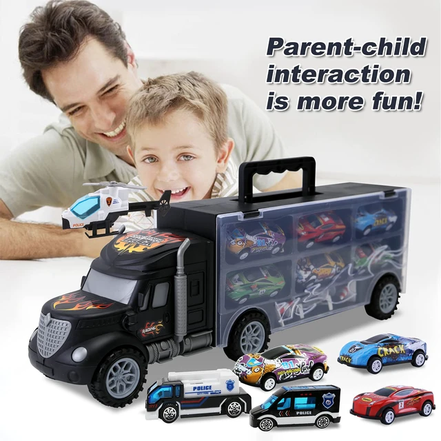 Alt view image 7 of 7 - Toddler Toys for 3-4 Year Old Boys,Large Transport Cars Carrier Set Truck Toys with 12 Die cast Vehicles Truck Toys Cars,Ideal Christmas Easter Gifts Toys for Kids Age 3-7
